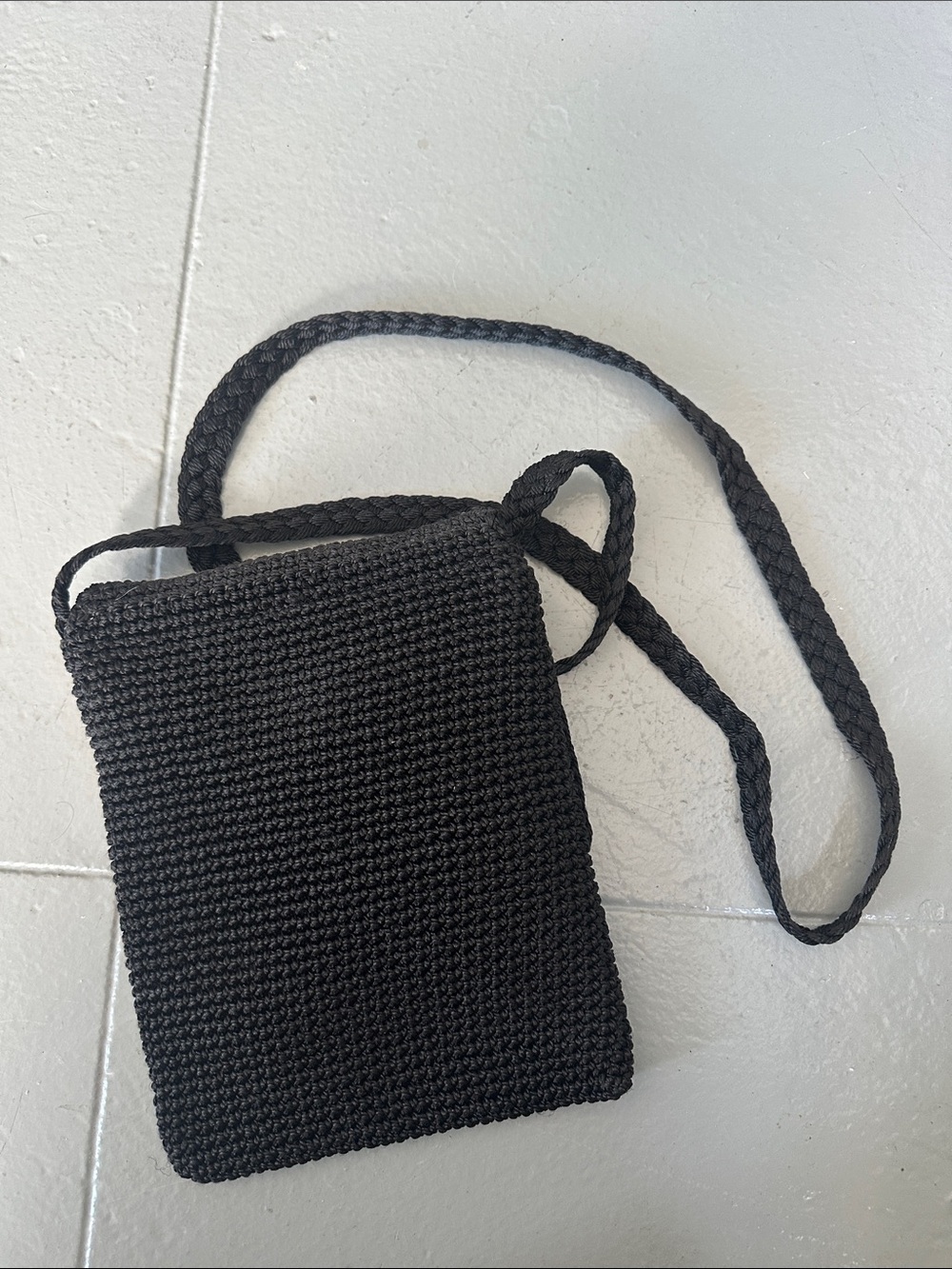 Black Crochet Crossbody Bag with Floral Design - vintage 90s - Picture 6 of 6